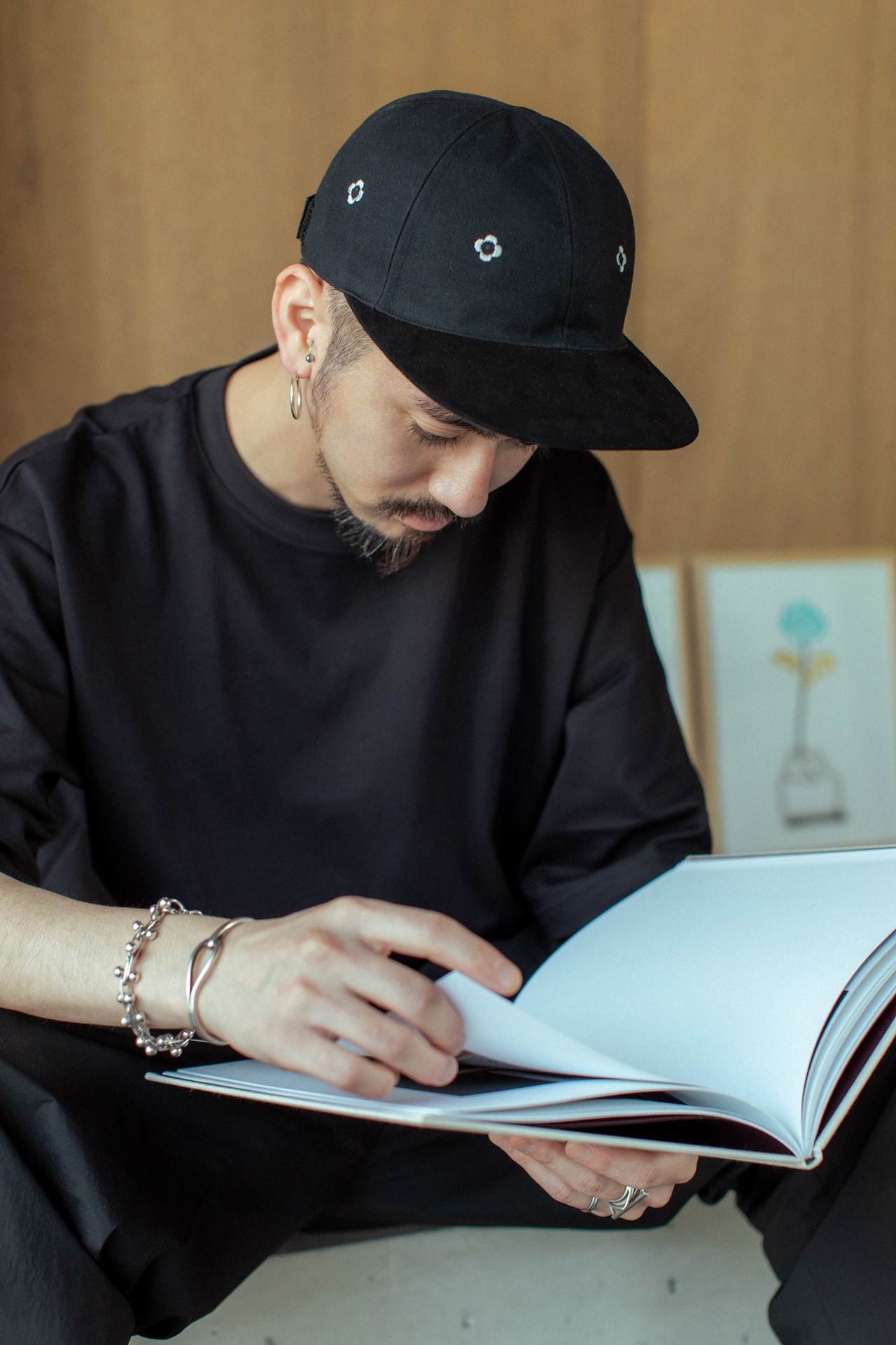 Flower 刺繍　6pael CAP