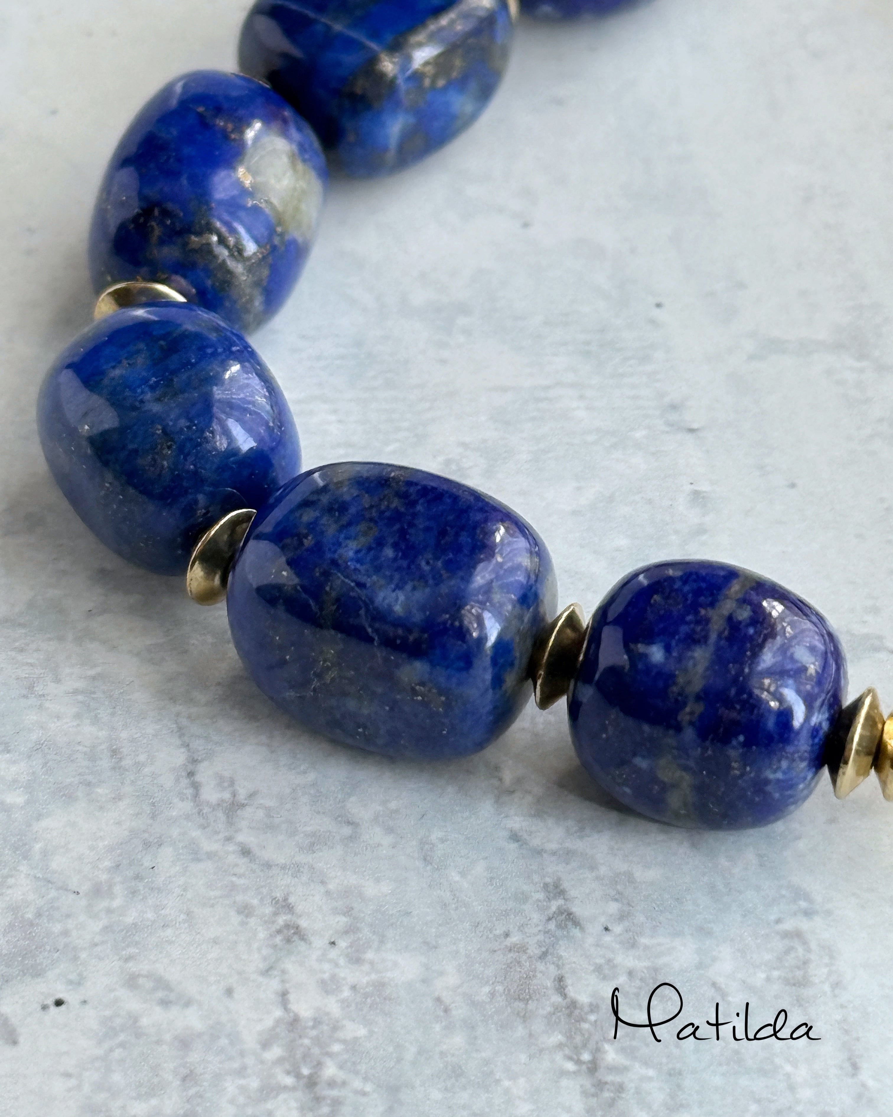 Chain & stone bracelet(ラピスラズリ)