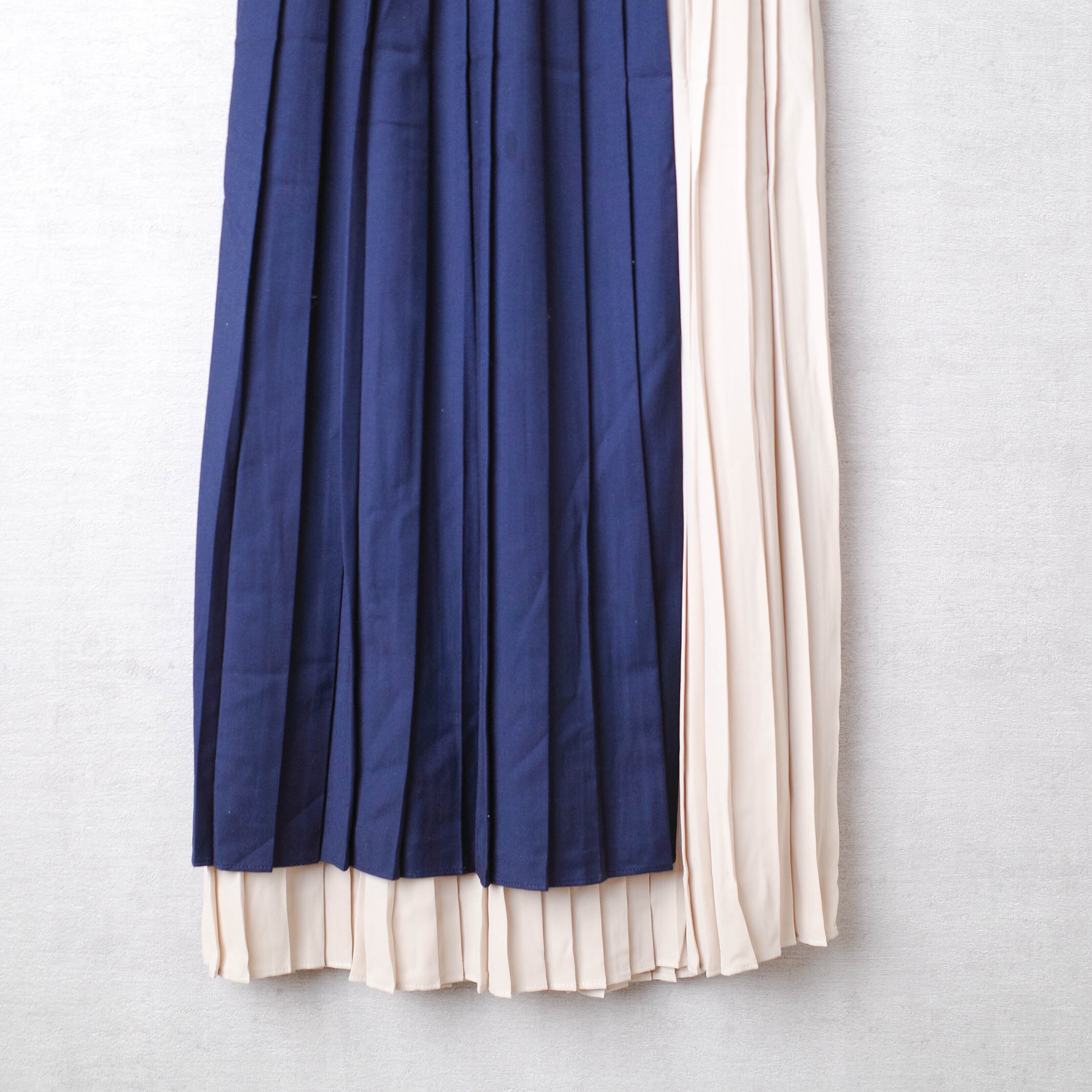 [NEW] CLANE	PLEATS LAYERED SKIRT 10109-6132 NAVY