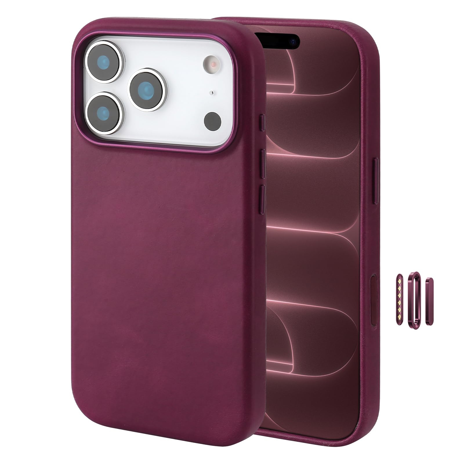 Synchro Bands iPhone 18 Pro 対応 レザーケース、本革トップグレイン牛革・オイルワックスレザー、MagSafe対応、カメラコントロールボタン保護、薄型・耐衝撃カバー