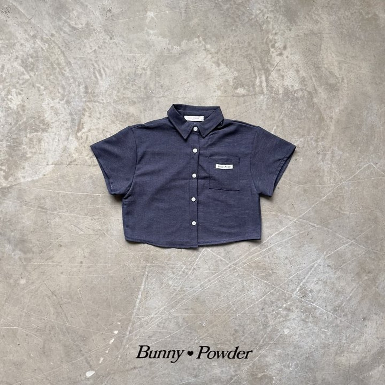 [Bunny Powder] Feature) Denim Short-sleeve Shirt (2XL/3XL/4XL) / [버니파우더] 기획)데님반팔남방 (2XL/3XL/4XL)