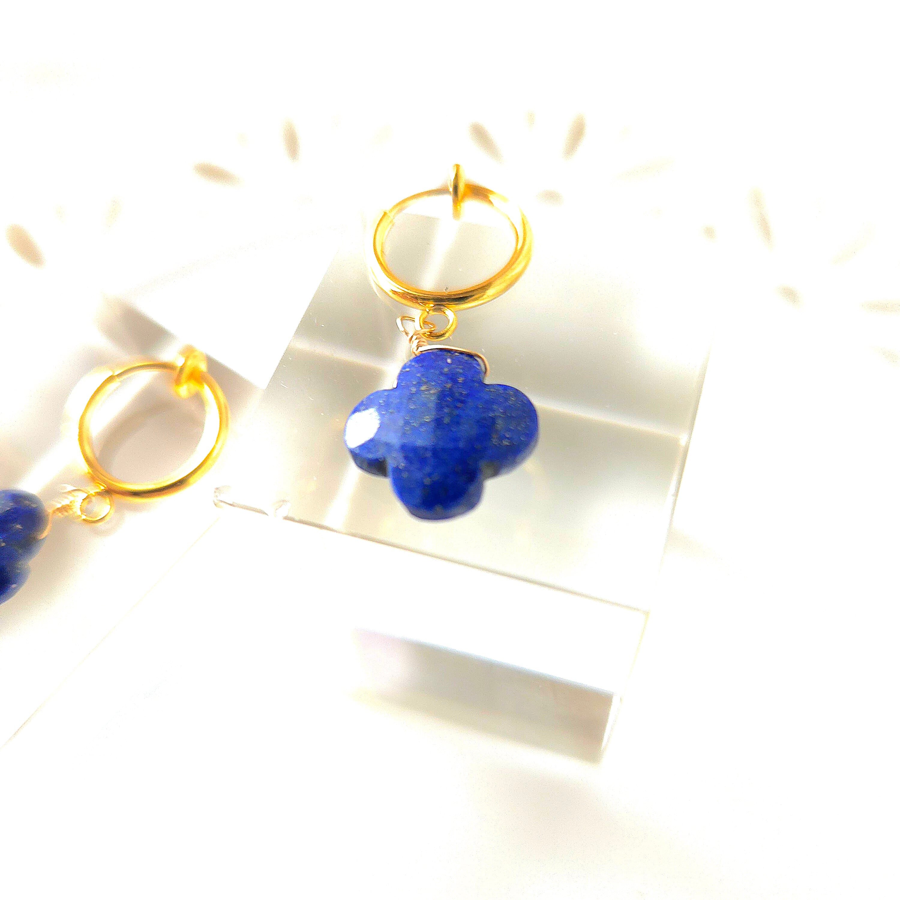 ~1歩を踏み出す勇気を与える~ 一粒天然石のアクセサリー 《evolution》シリーズ・【ラピスラズリ・瑠璃の花】 《ピアス・イヤリング》