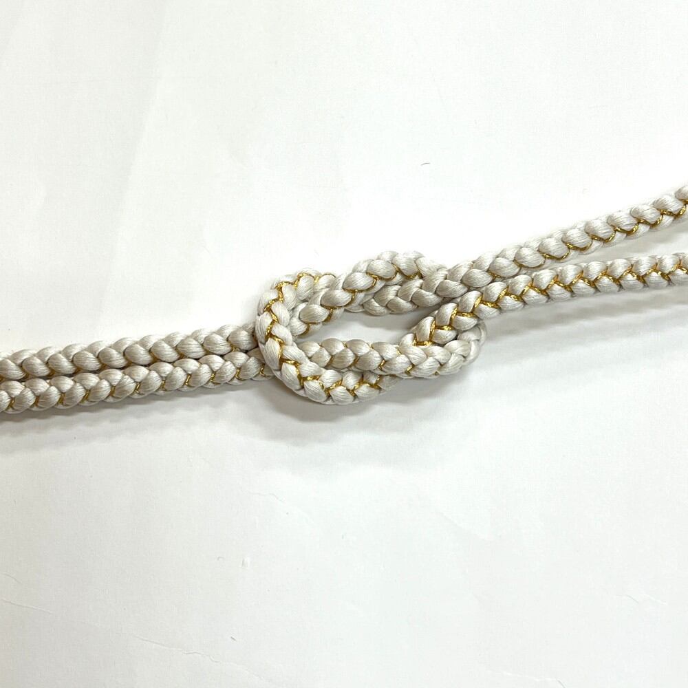 帯締め 中古 帯締め 帯〆 丸組ひも 礼装用 留袖用 白×金 和装小物 obijime-02