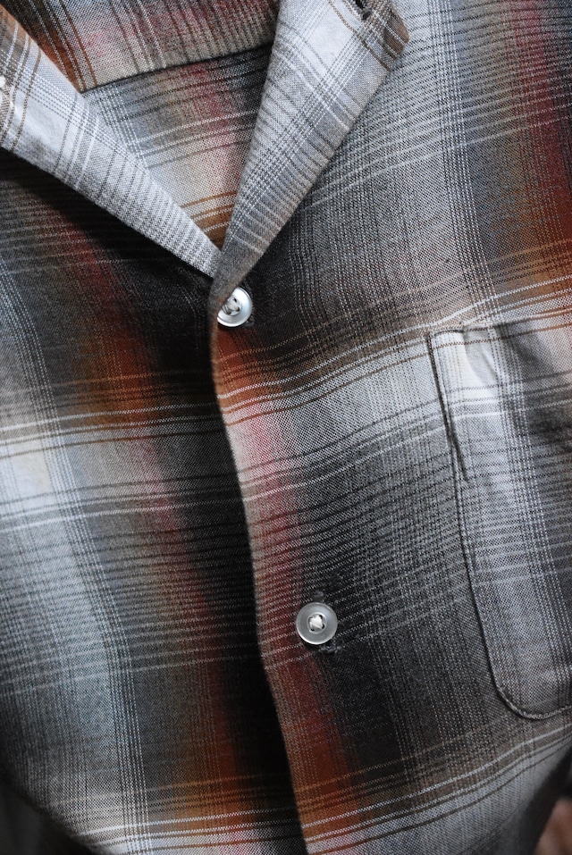 OK/60's "Penny's" art boro ombre check vintage rayon shirt
