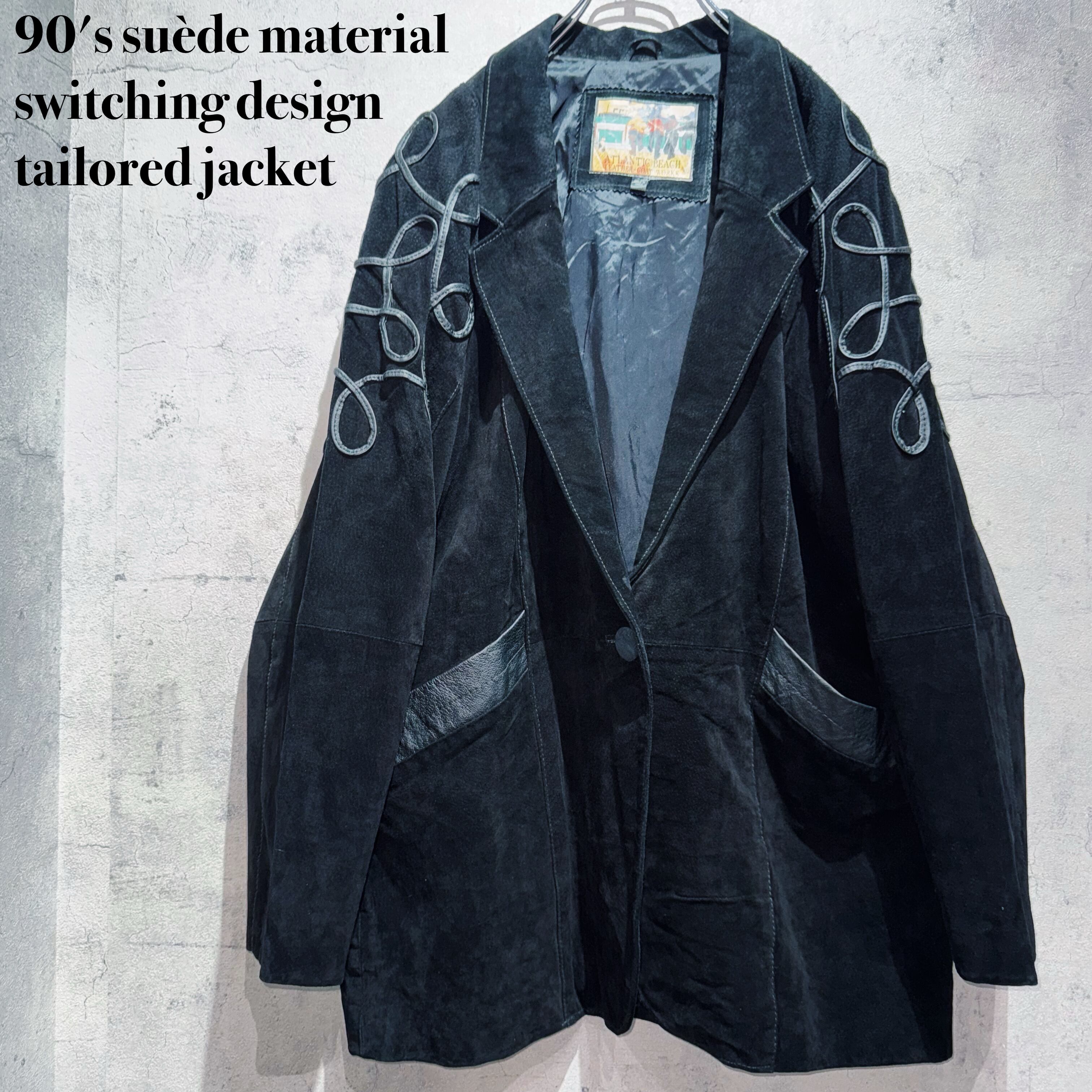 90's suède material switching design tailored jacket