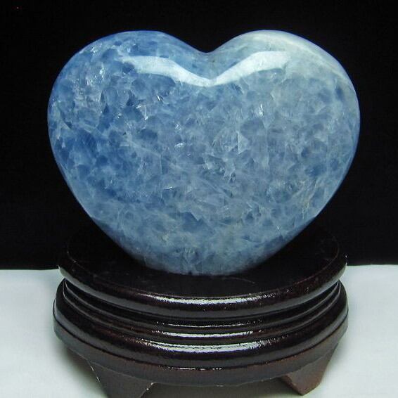 1.1Kg ブルーカルサイト ハート置物 台座付属 155-158