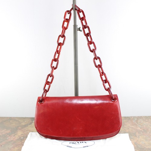 .PRADA LOGO LEATHER CHAIN SHOULDER BAG MADE IN ITALY/プラダロゴレザーチェーンショルダーバッグ2000000059068