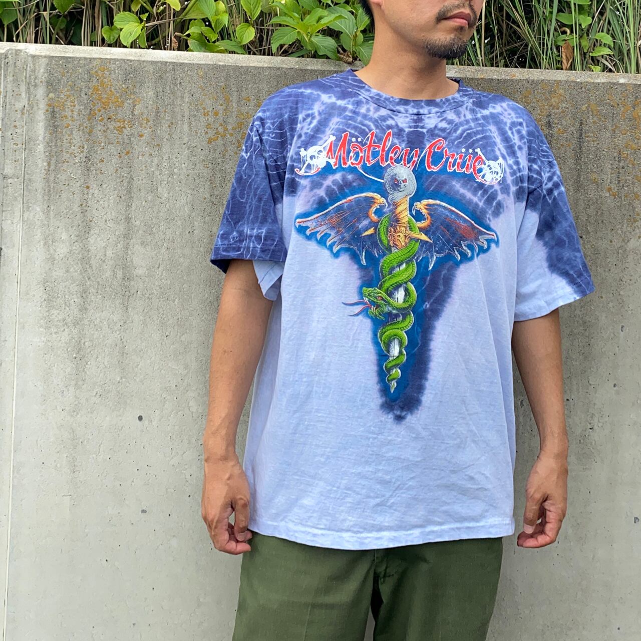 MC001 [Symmetria] 80s-90s Motley Crue タイダイ Tシャツ ブルー系 XL
