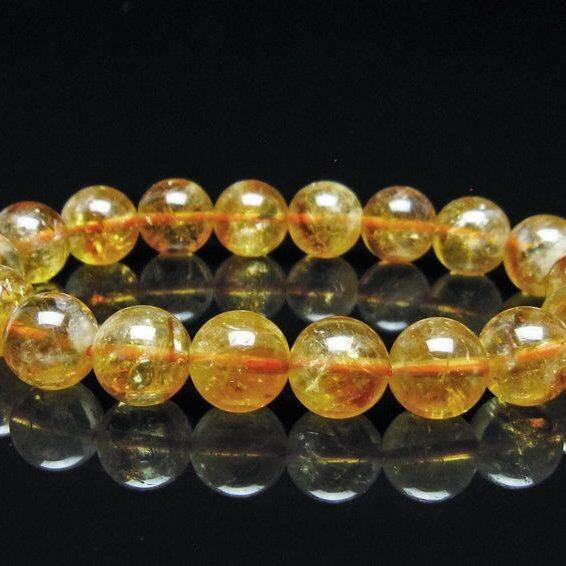 シトリン ブレスレット 虹入り 11mm シトリンクォーツ ブレス メール便可 一点物 111-50437