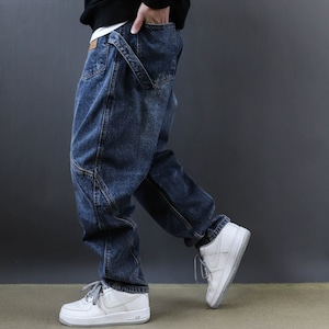 Relaxed fit panel design jeans 1277