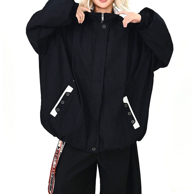 コントラストリブアクセントジップブルゾン 2col   R01445