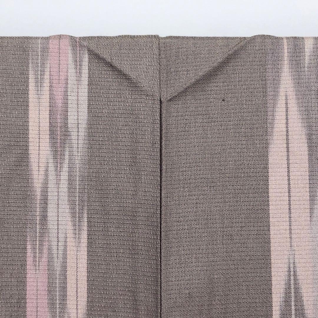 K-2983 単衣 京絣紬 雅生紬 三代目市三郎 矢絣 鴇色鼠色 しつけ糸