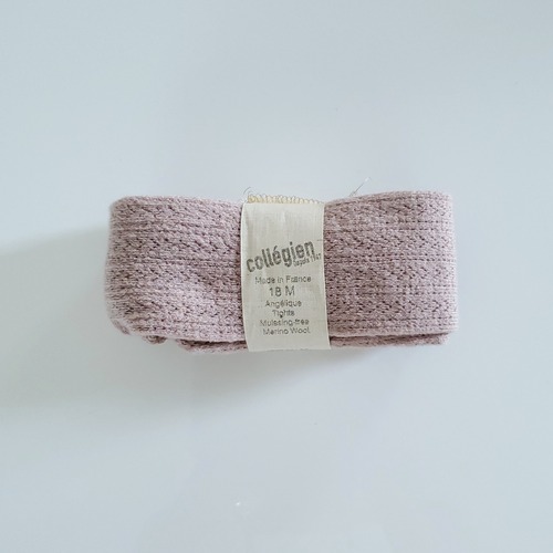Collegien-Angelique Pointelle Merino Wool Tights/ Vieux Rose