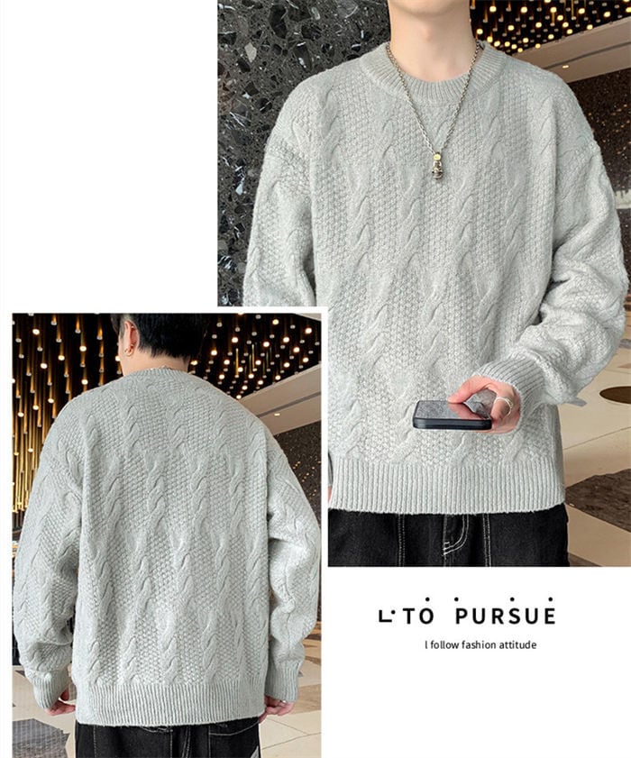 セーター ニット メンズ 4色 M-3XL 無地 厚手 大きいサイズ 秋冬 7806 | lagy キッズ・ベビー、ママさんファッションのお店