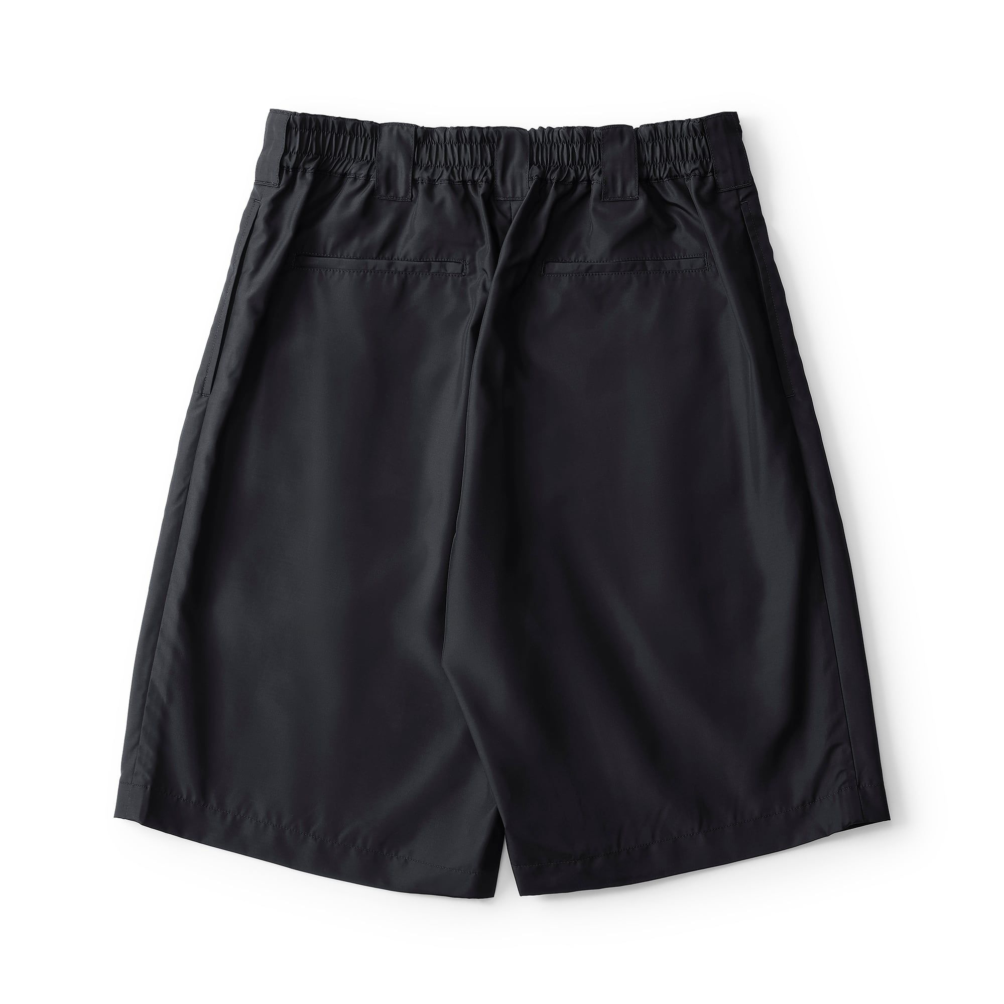 everyone two tuck nylon silk wide short pants (BLACK) | everyone