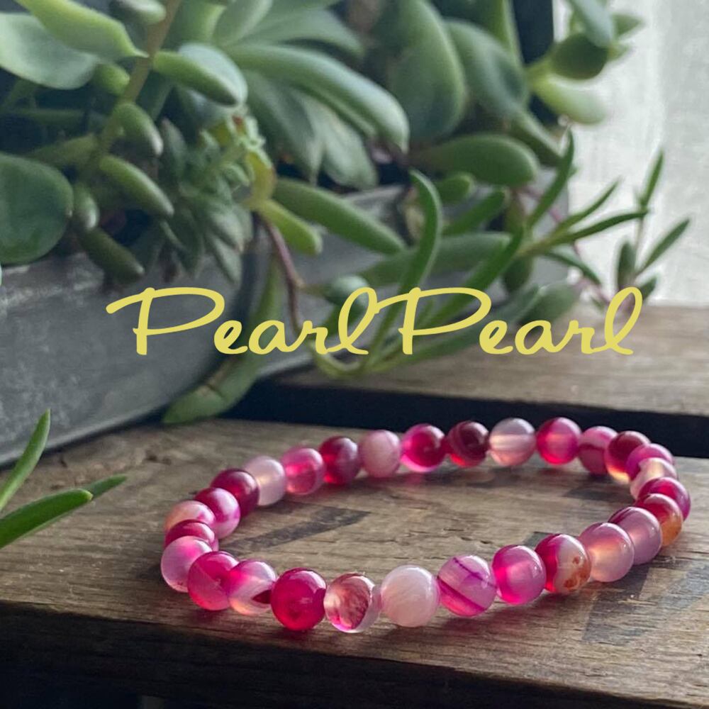 ピンクが可愛い 女子力上がる瑪瑙 アゲート ブレスレット 大阪梅田 中崎町の淡水パールと天然石アクセサリー雑貨のお店pearlpearl パールパール