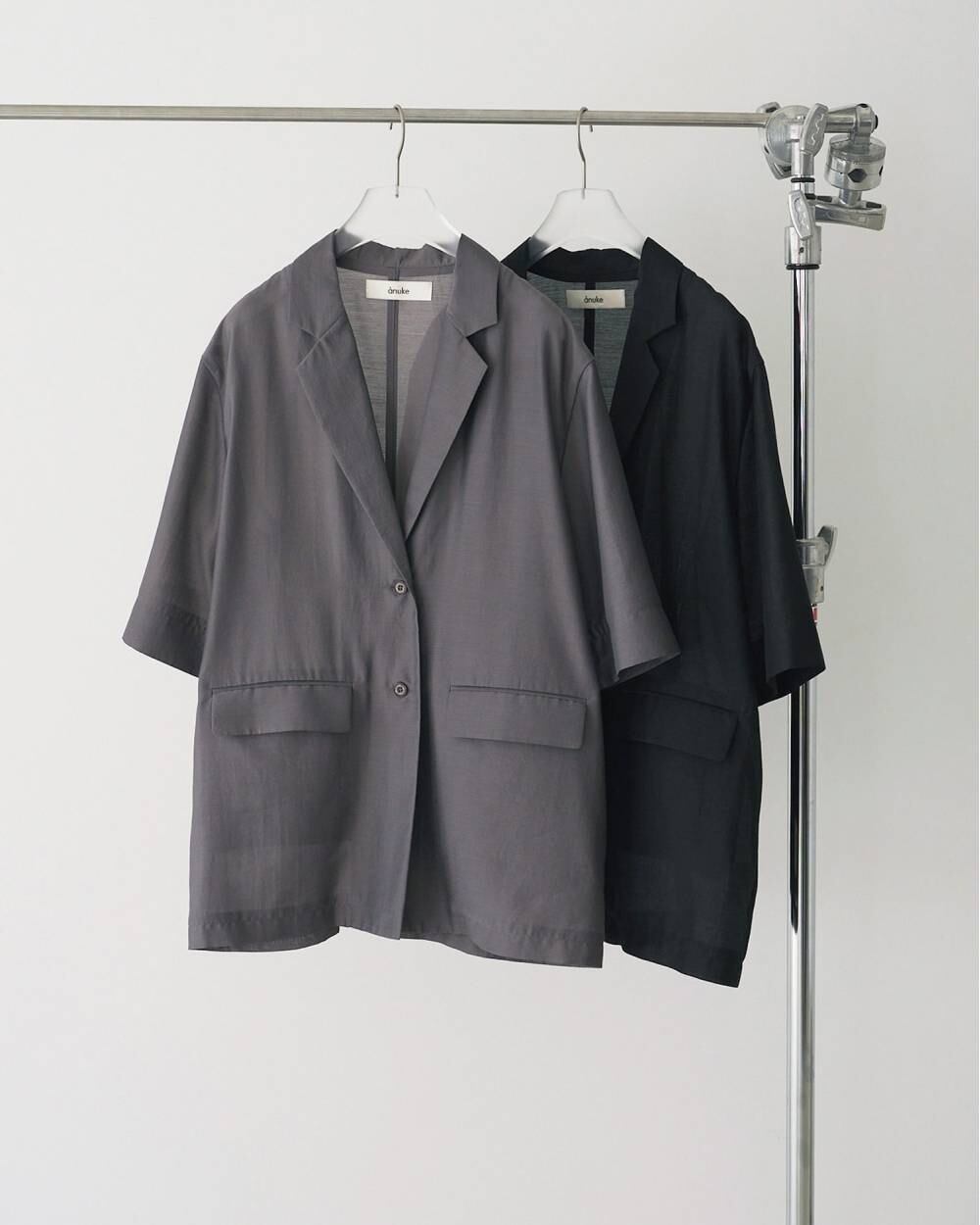 新品 タグ類無 anuke Sheer Halfsleeve Jacket BK ànuke／Sheer Halfsleeve Jacket | polne