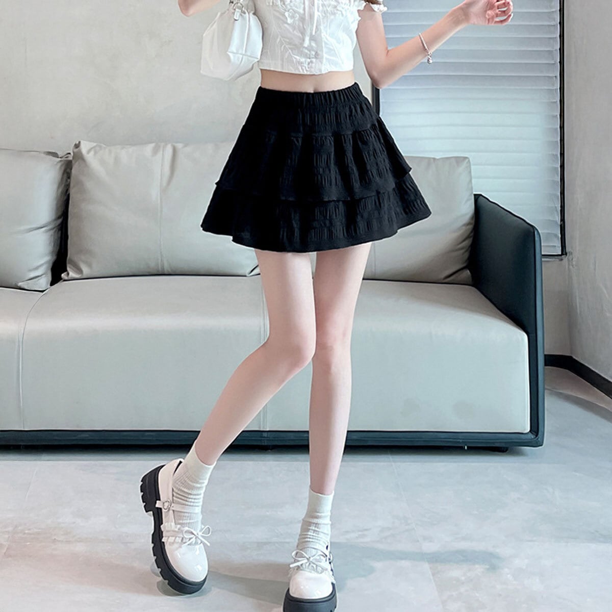 ミニスカート ティアード インナーパンツ付き レディース 春夏 韓国 きれいめ 大人 かわいい フェミニン おしゃれ ハイウエスト フリルスカート ティアードスカート 大人可愛い 大人女子