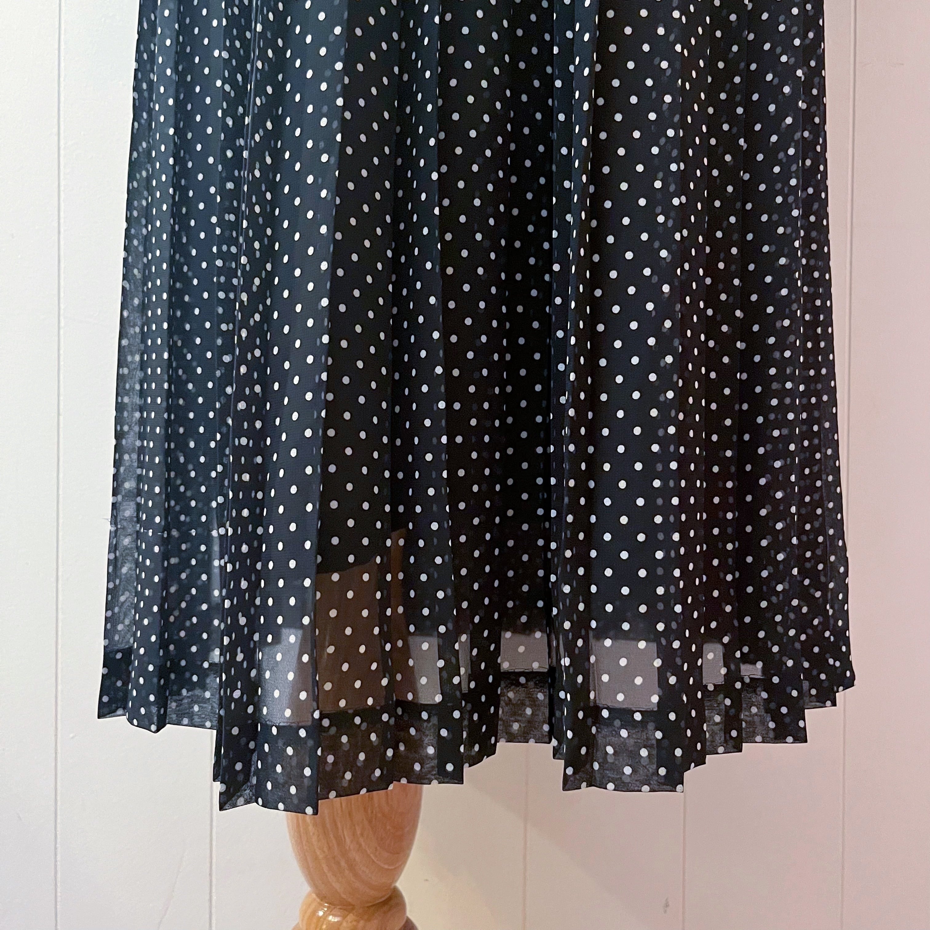 white dot pleats sheer one-piece