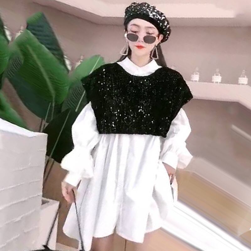 ドレス オータムルーズスカート 大きめサイズ 秋物 ミックスインファッション45079910716