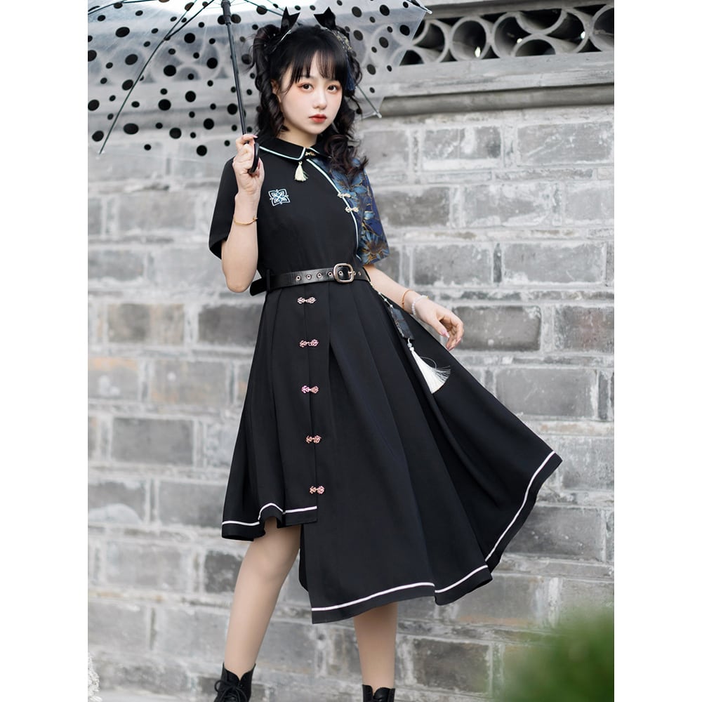 之 チャイナ風ワンピース ブラック チャイナドレス 中華服 レディース 漢服 之 之 チャイナ風ワンピース ブラック チャイナドレス 中華服 レディース 漢服 之