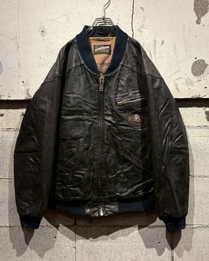 【Caka otto】Wappen Design Vintage Leather Bomber Jacket
