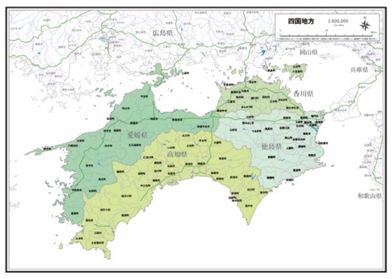 四国地方 楽地図 日本全国の白地図ショップ