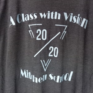 ノーブランド　クルーネック　プリントTシャツ　半袖　スクールT　グレー