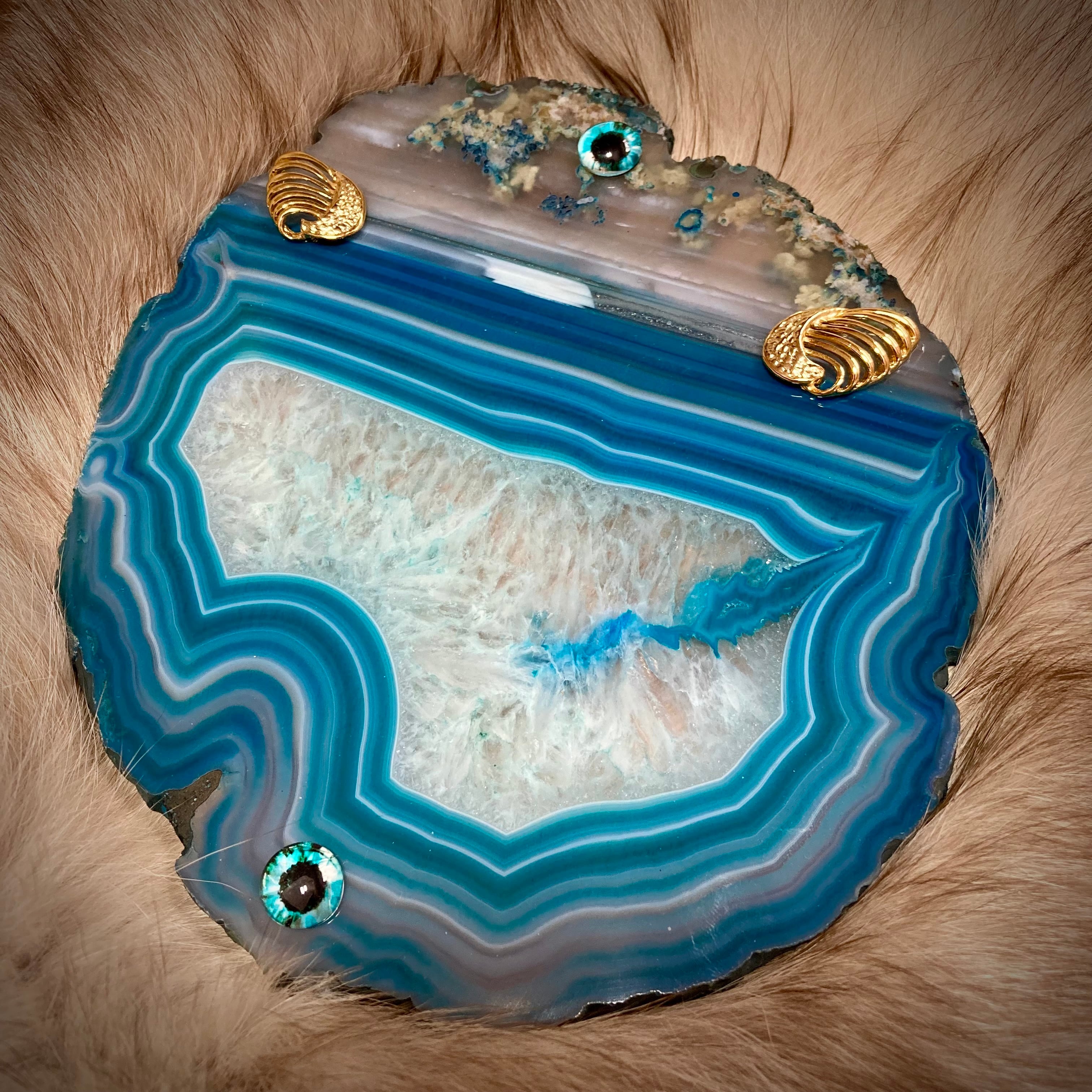 天然石 瑪瑙 アンティーク雑貨 ブルー レトロ インテリア 置物