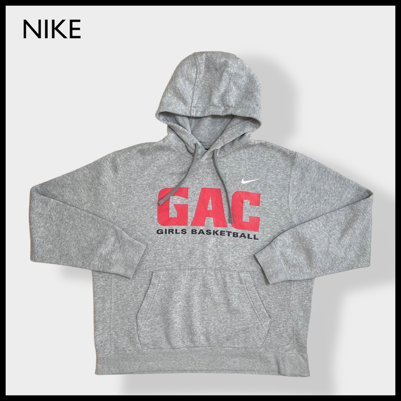 【NIKE】GAC ロゴ プリント GIRLS BASKETBALL バスケ フーディー hoodie 刺繍ロゴ スウッシュ スウェット トレーナー L ナイキ US古着