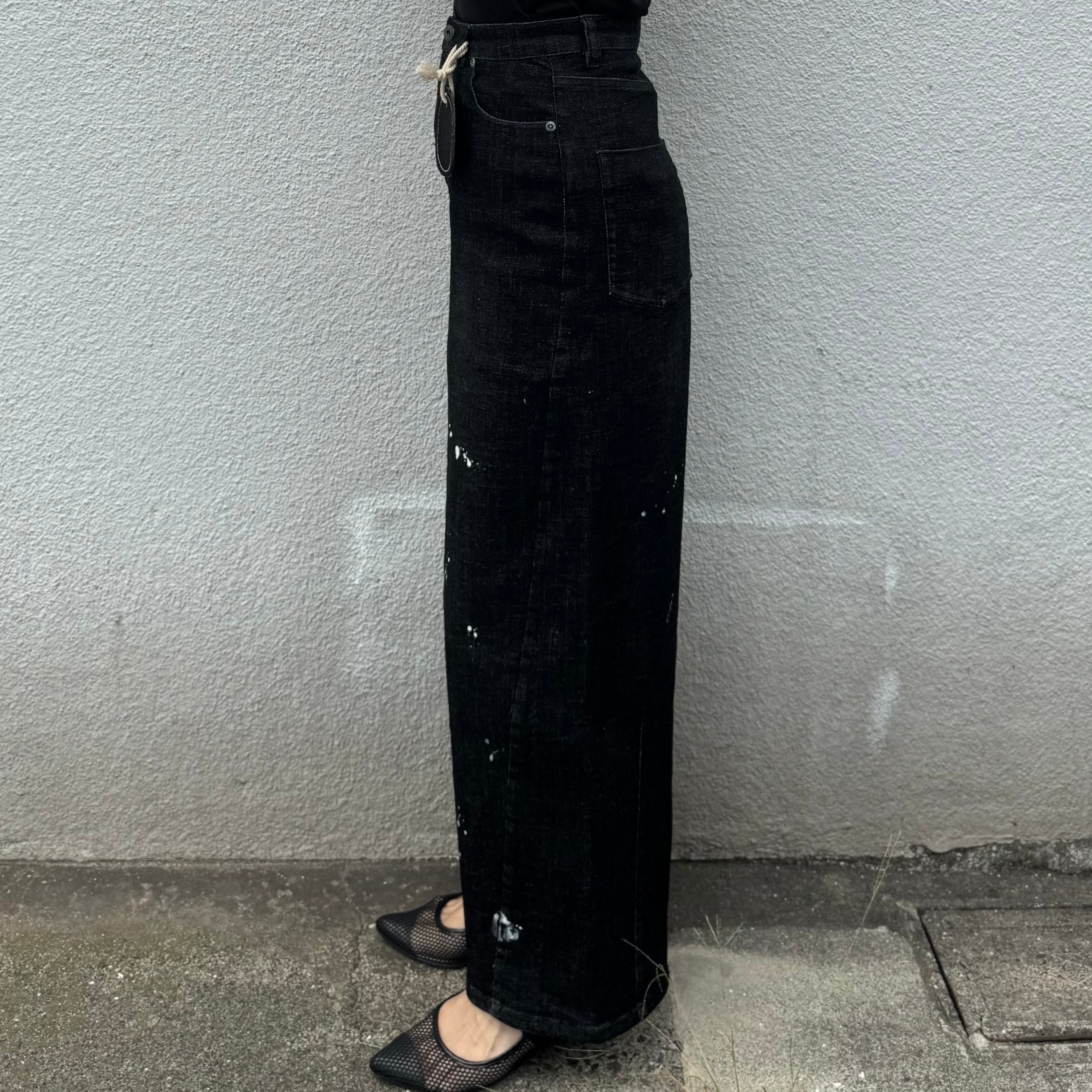 アヤン新品✨ペイント加工バレルレッグデニムパンツ(36)875215 ayane】ペイント加工バレルレッグデニムパンツ/875815