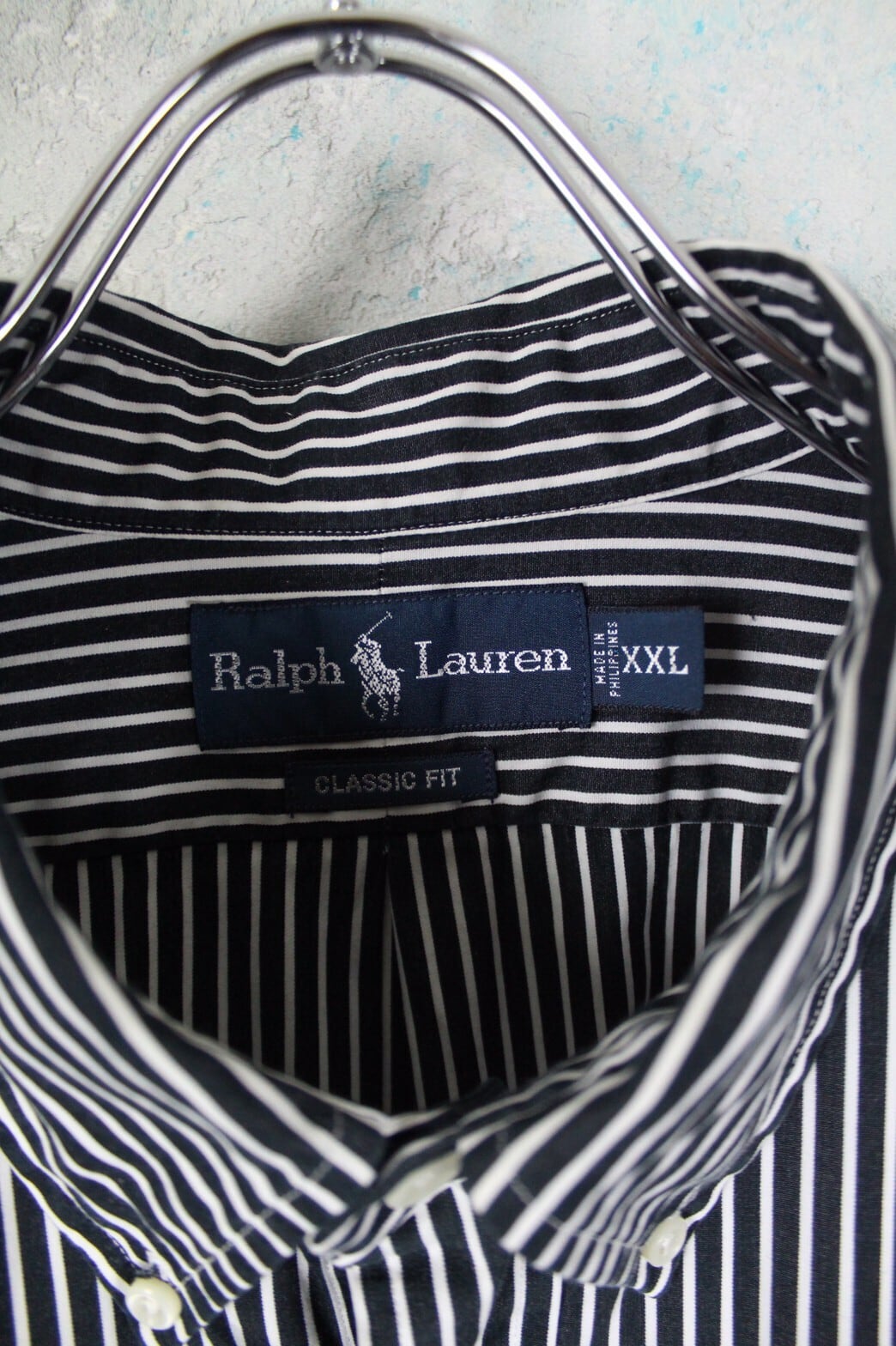 Ralph Lauren オーバーサイズ XXL 黒×白ストライプシャツ【FF-3363】 | cv