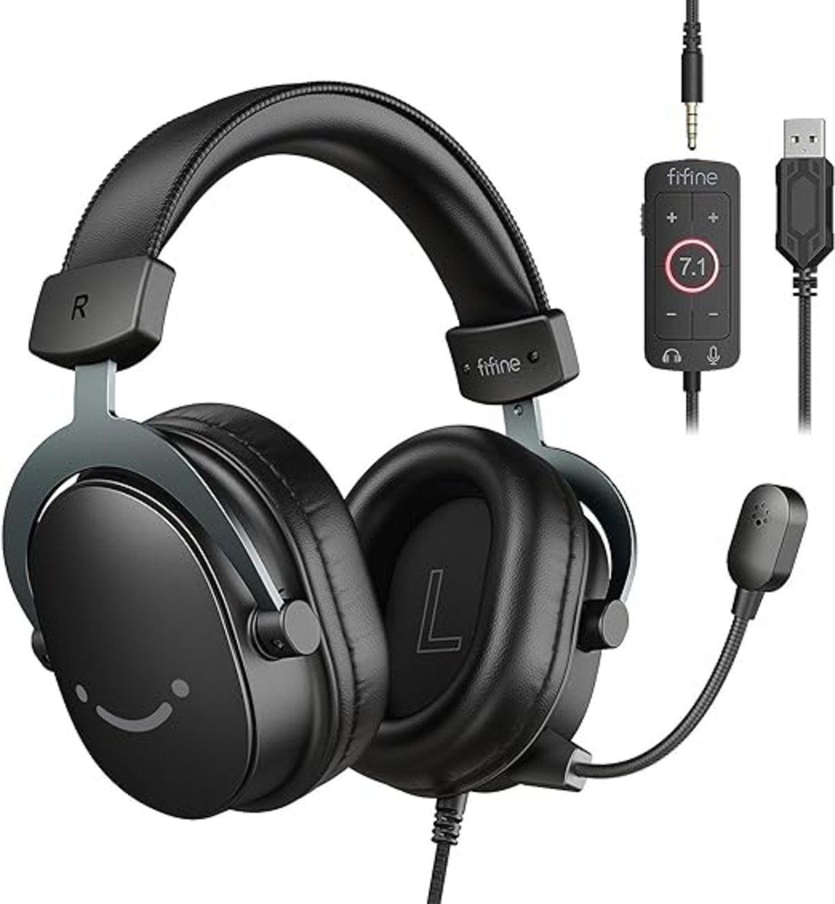 FIFINE ゲーミングヘッドセット 7.1サラウンドサウンド 有線 3.5mm/USB 