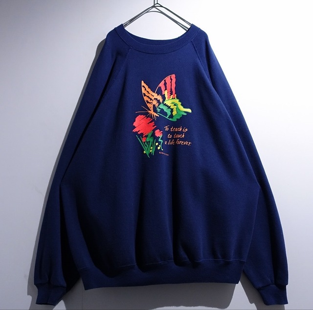 90s "Hanes" Navy Butterfly Artistic Print Sweat