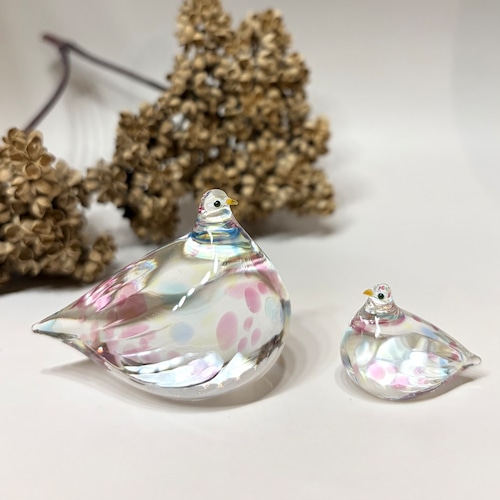 Glass Bird No.7 親子台座付き