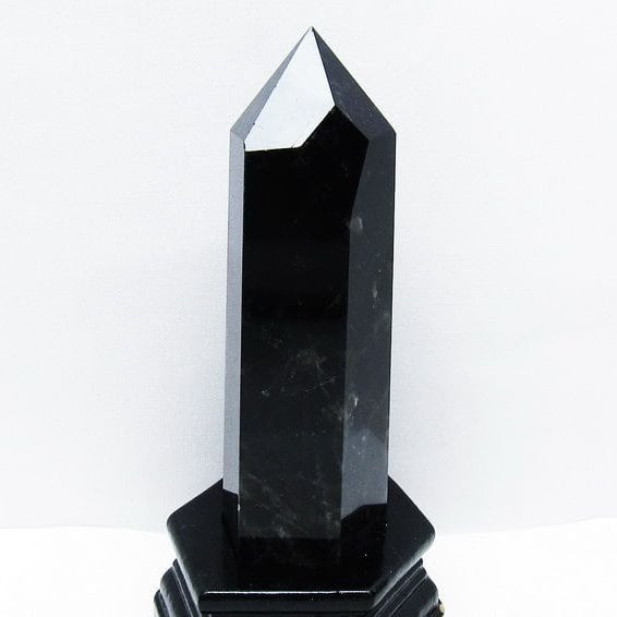 モリオン 黒水晶 六角柱 台座付属 一点物 152-4033
