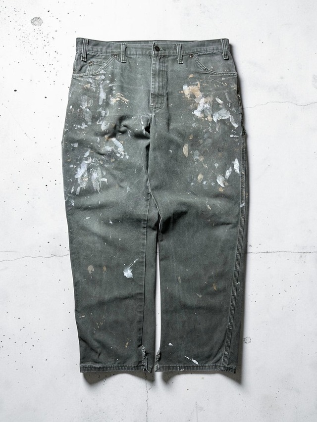 Dickies Distressed Paint Splatter Faded Gray Carpenter Work Pants