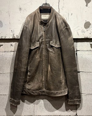 【Caka otto】“Calvin Klein Jeans” Beautiful Aging Single Riders Type Leather Jacket