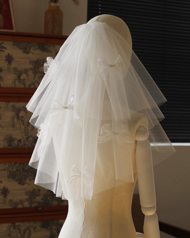 ショートリボンウェディングベール【VL2507-01】