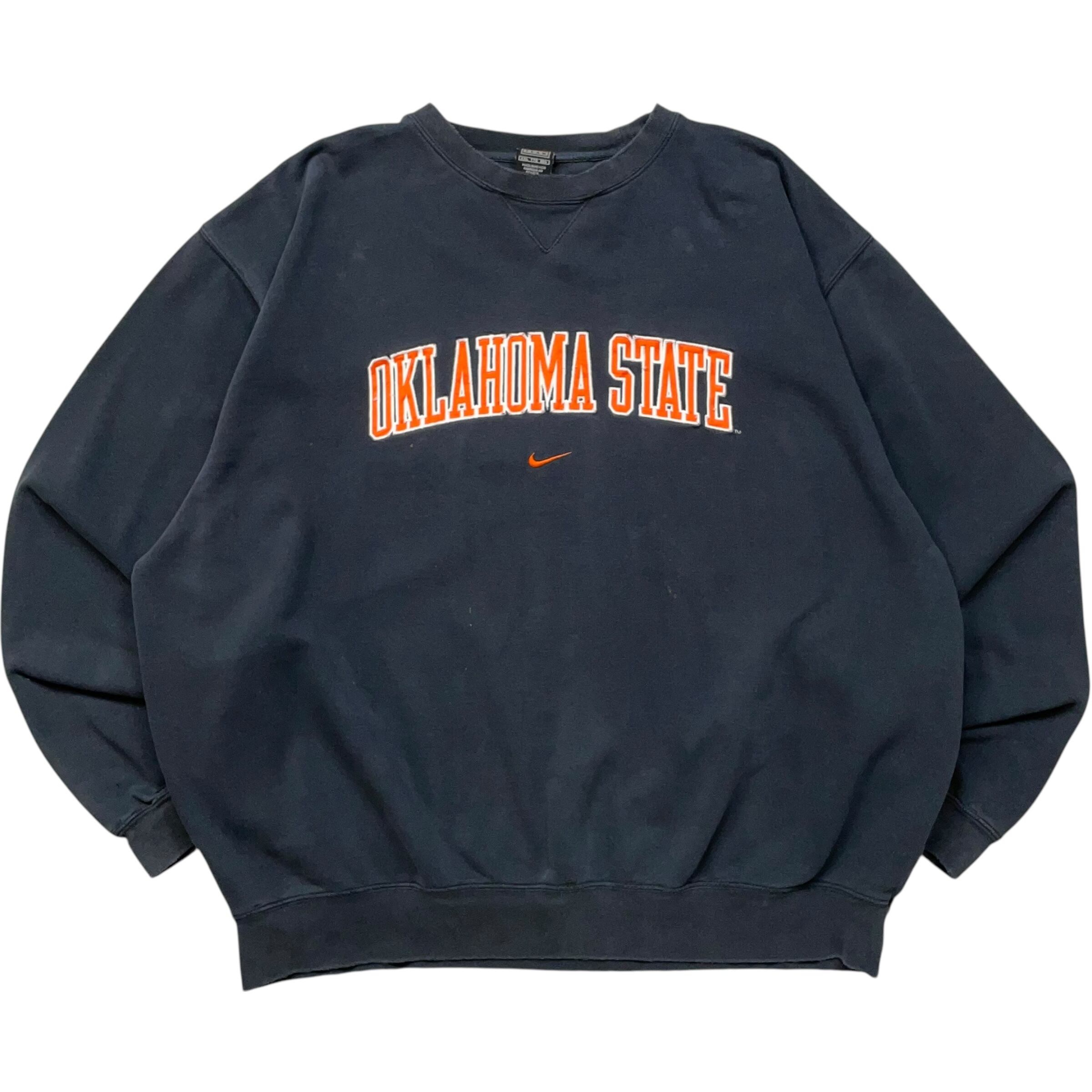 《XXL》NIKE ナイキ OKLAHOMA STATE ロゴ 刺繍 スウェット ブラック 90年代〜 no.5499