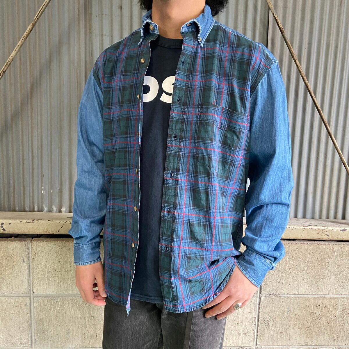 90年代 OLD GAP オールドギャップ チェック柄 ボタンダウン デニムシャツ メンズM相当 古着 90s ビンテージ ヴィンテージ デニム  【長袖シャツ】【3anniv】【CS2312-AL2】 | cave 古着屋【公式】古着通販サイト