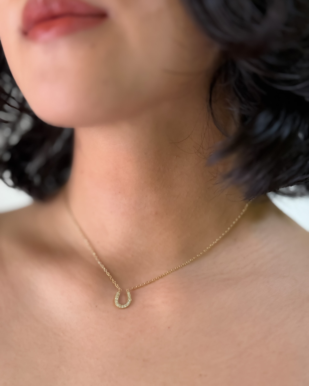 zirconia horse shoe necklace