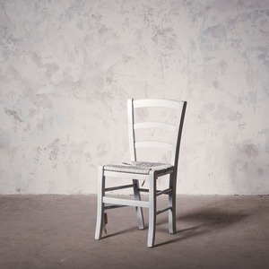 チェア/ホワイトペイントチェアー/ラッシュシートチェアー/イギリスアンティーク/ディスプレイ/空間装飾/ディスプレイ