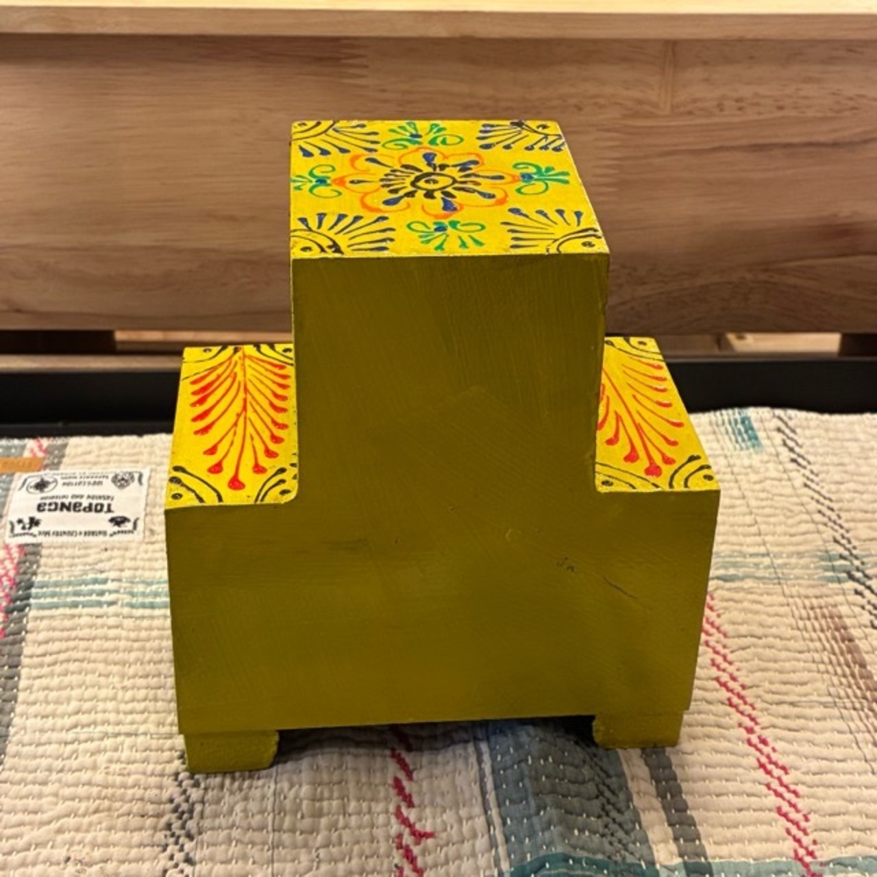 India Blue Pottery Mini 3-Drawer Unit　インド　ブルーポタリ3ドロワーチェスト　凸型　イエロー　全2種　引き出し　置物　玄関収納　メヘンディアート　鍵入れ　印鑑入れ　ハンドメイド