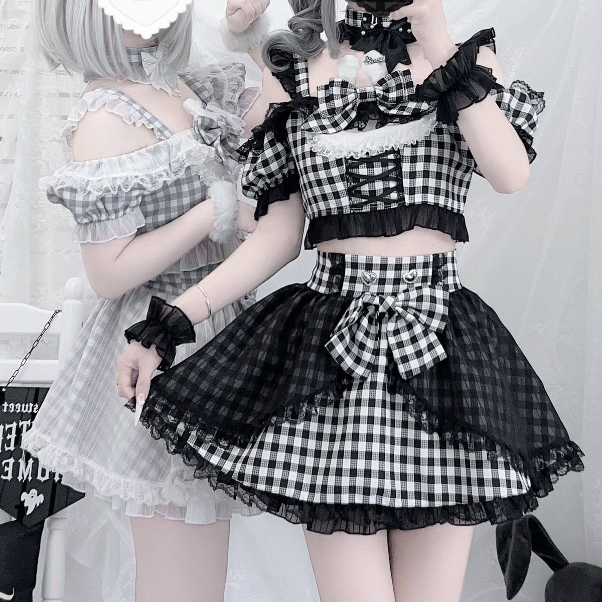 ギンガムチェック・レースアップセットアップ | Maiden's Rêve