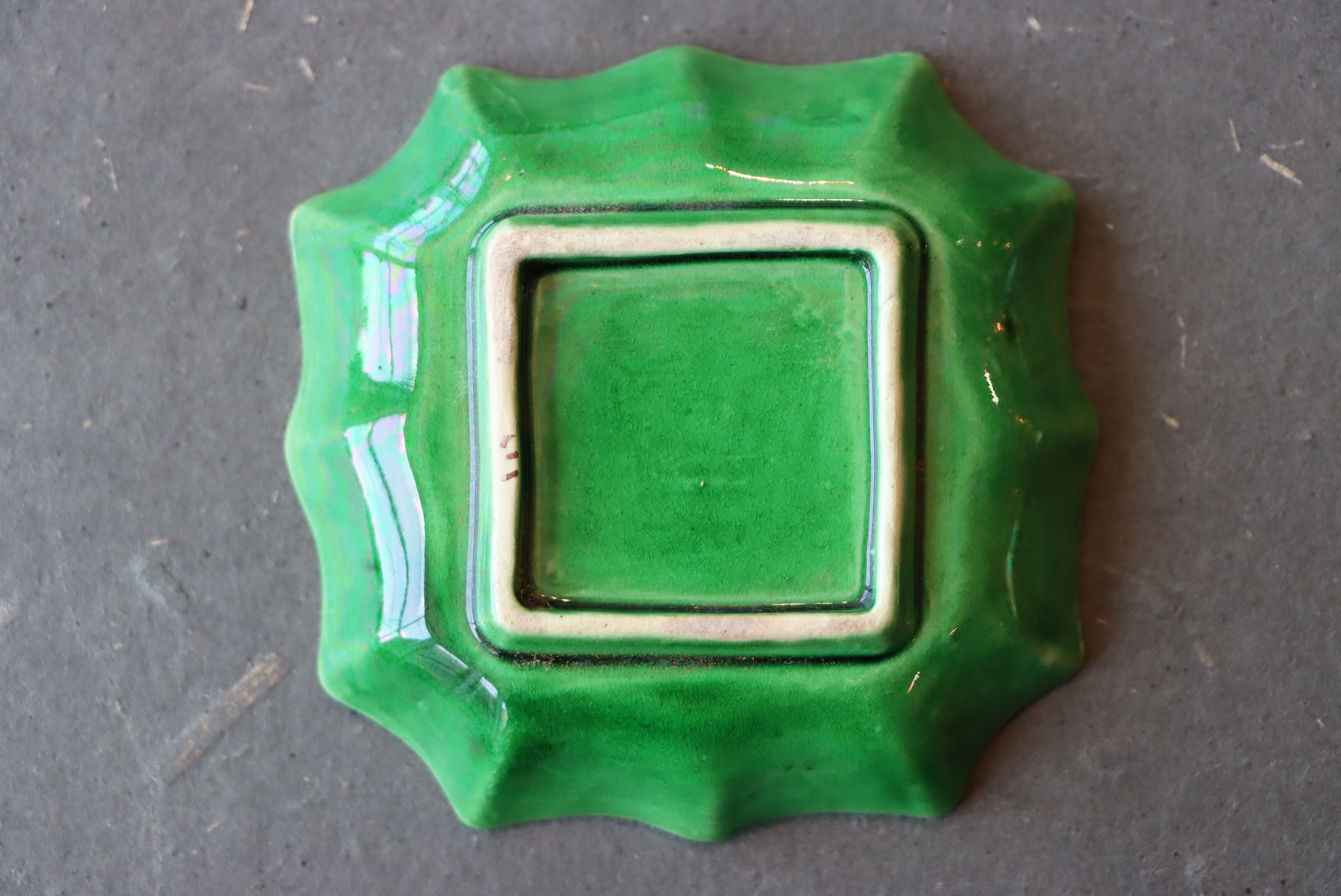 珉平焼 三彩釉 麻の葉花文 豆皿/Mimpei ware small size plate | (有