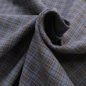 先染布  JUNKO MATSUDA Yarn Dyed Woven　スモーキーブルー × ブラウン