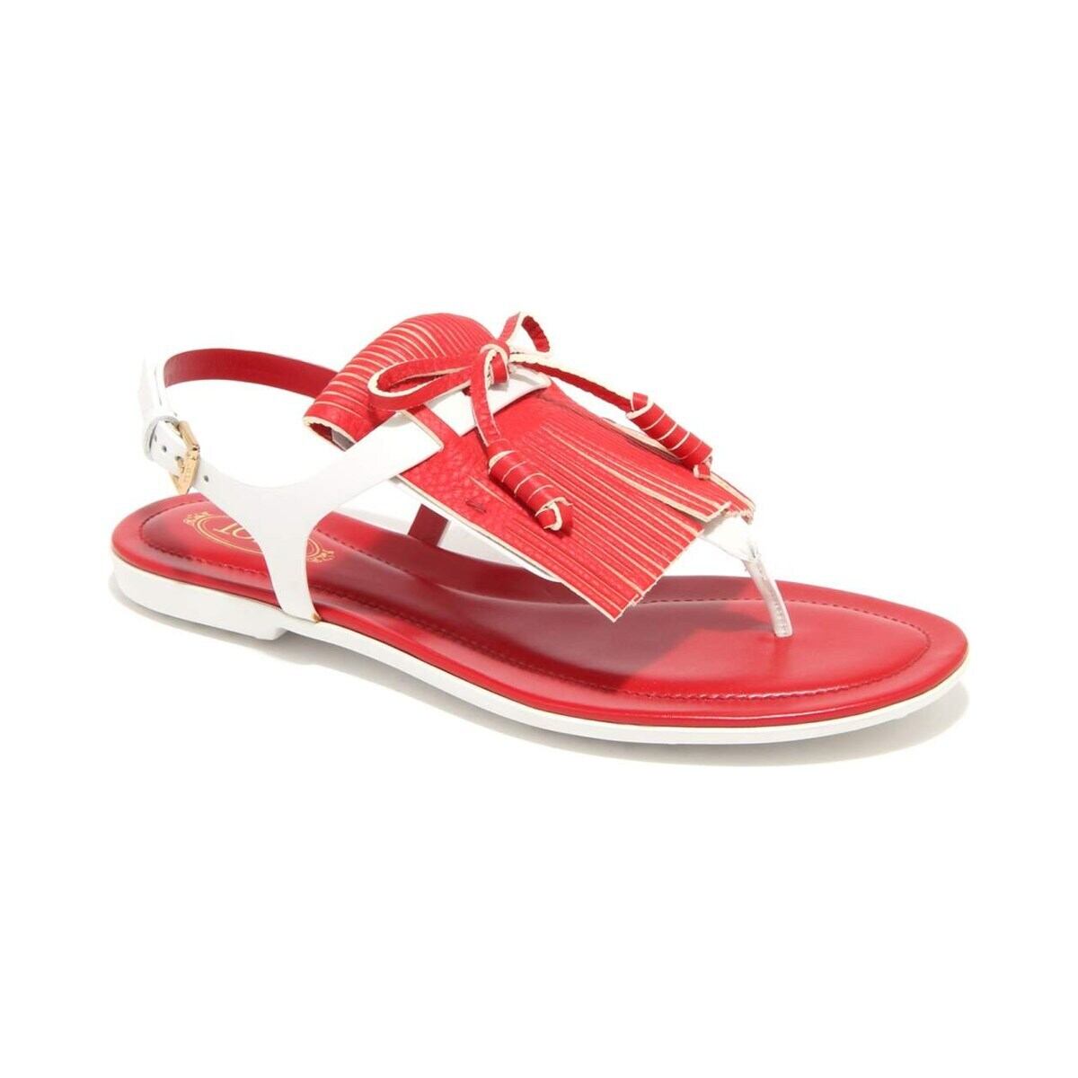 TOD'S トッズ レディース ビーチサンダル レザー レッド