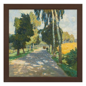 [額縁付き] Tree lined road in Brunntal カール・モル アートポスター 223×223mm 天然木 ポスターフレーム 木製 絵画 名画 日本製 APFS116