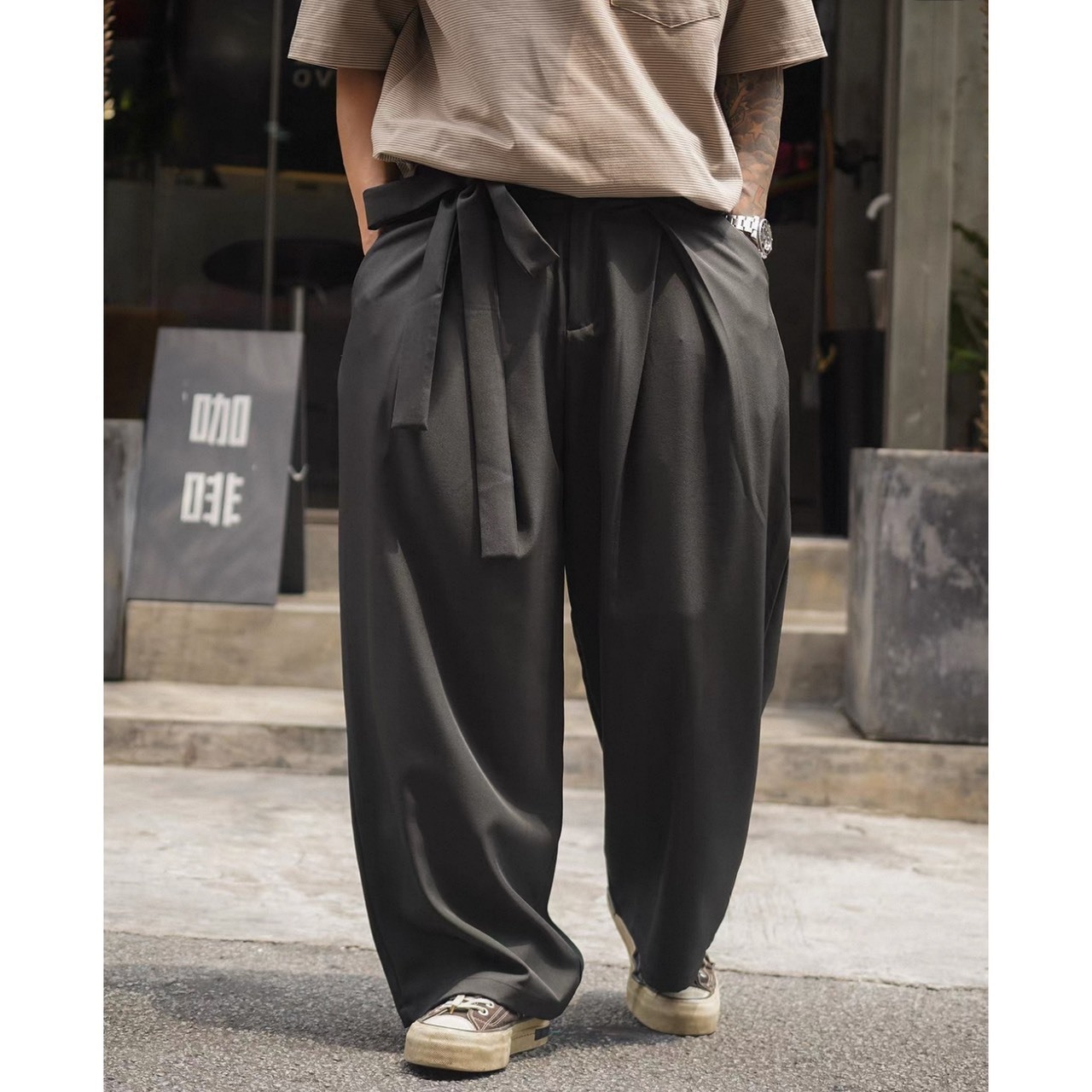 Sash tie pleated pants 1489 - 6